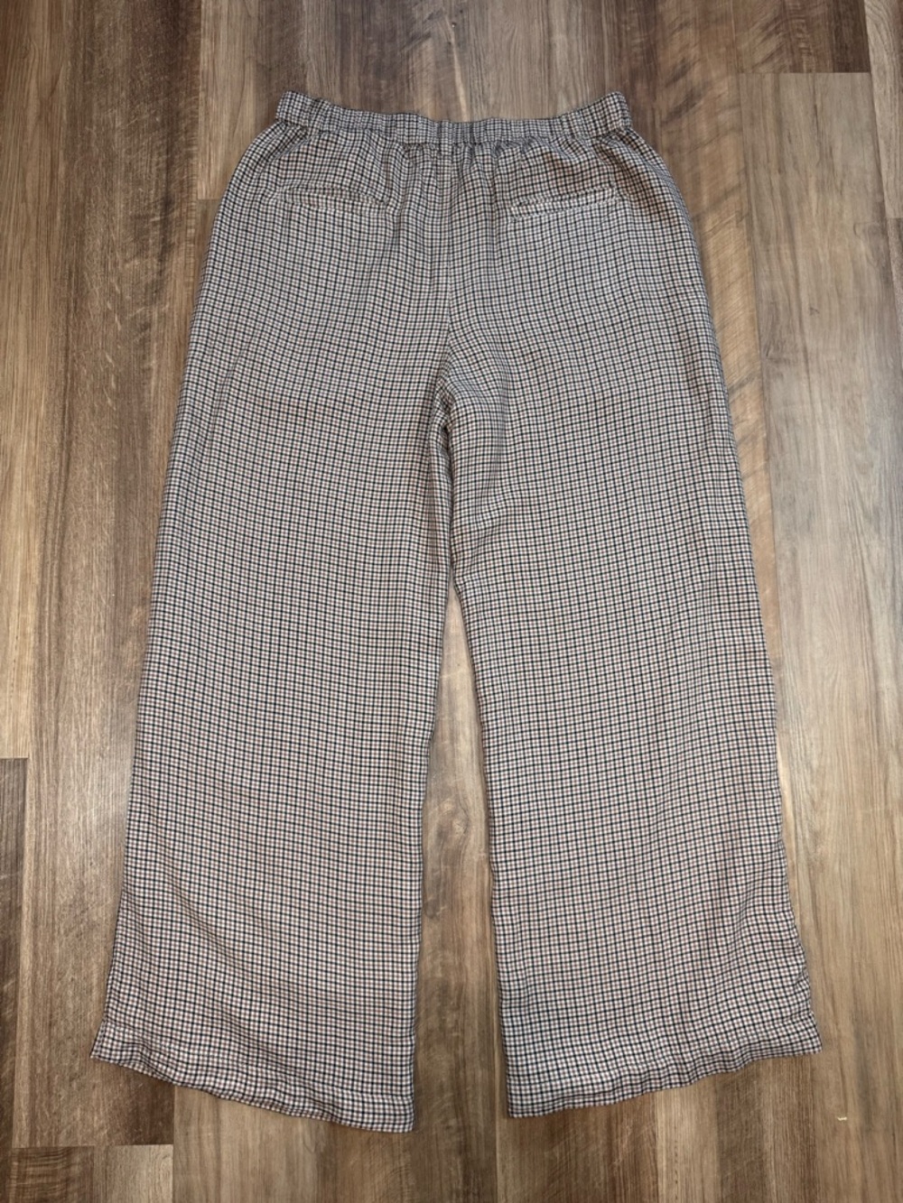 Kenzie + Francesca’s Brown and Cream Plaid Wide-Leg Pants, Size Large - Picture 15 of 16